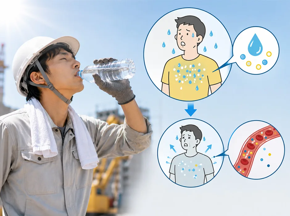 汗をかくと水分とともに塩分不足に。水分補給だけでは足りない。